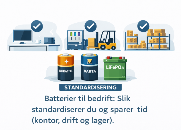 Batterier til bedrift: Slik standardiserer du og sparer tid (kontor, drift og lager)